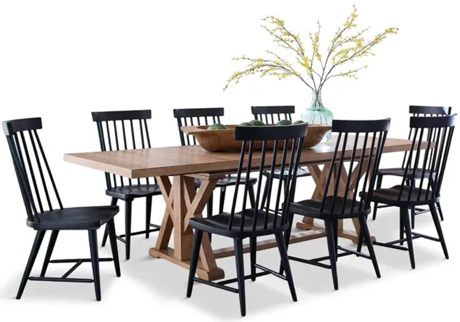 Clear Lake Trestle Table With 4 Windsor Side Chairs