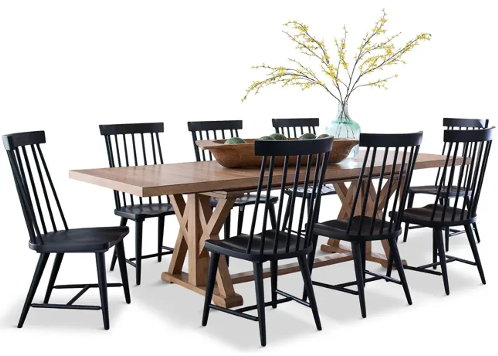 Clear Lake Trestle Table With 4 Windsor Side Chairs