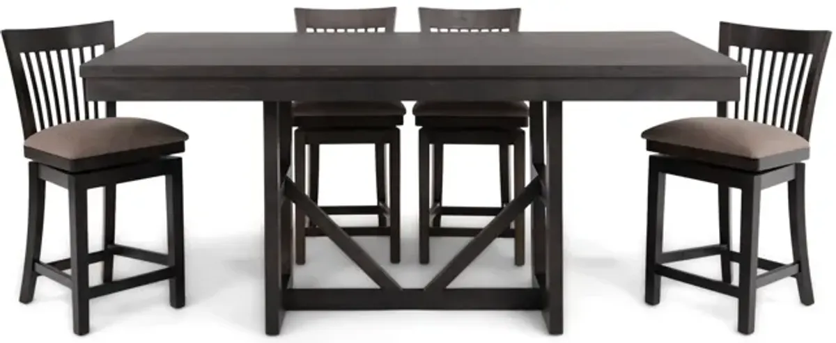 Kateri Denali Table And 4 Kateri Swivel Counter Stools