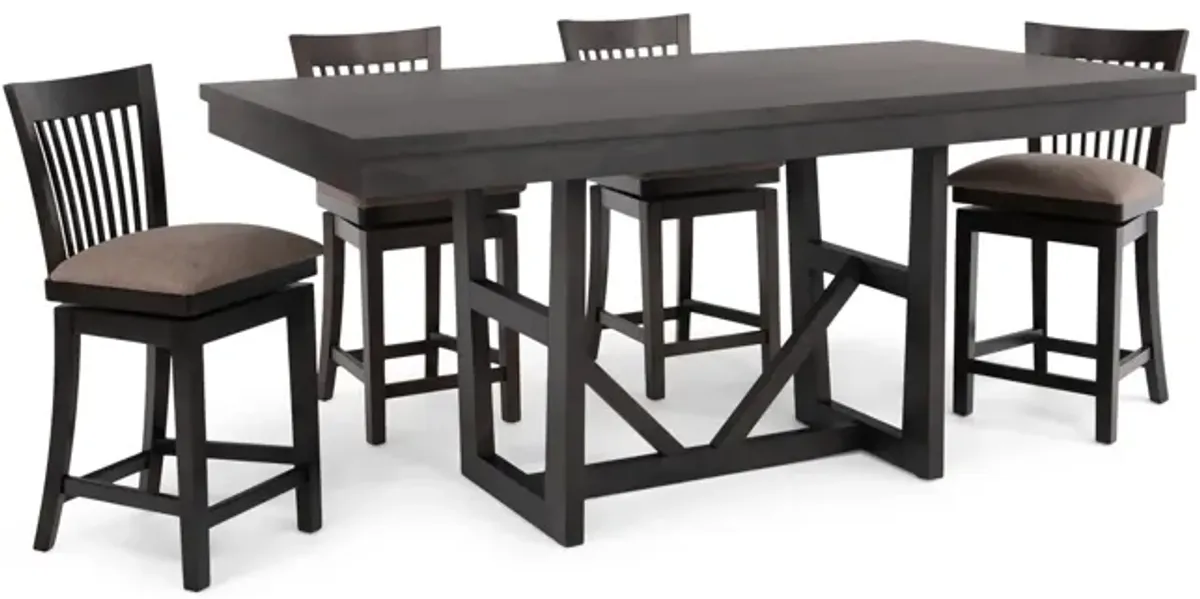 Kateri Denali Table And 4 Kateri Swivel Counter Stools