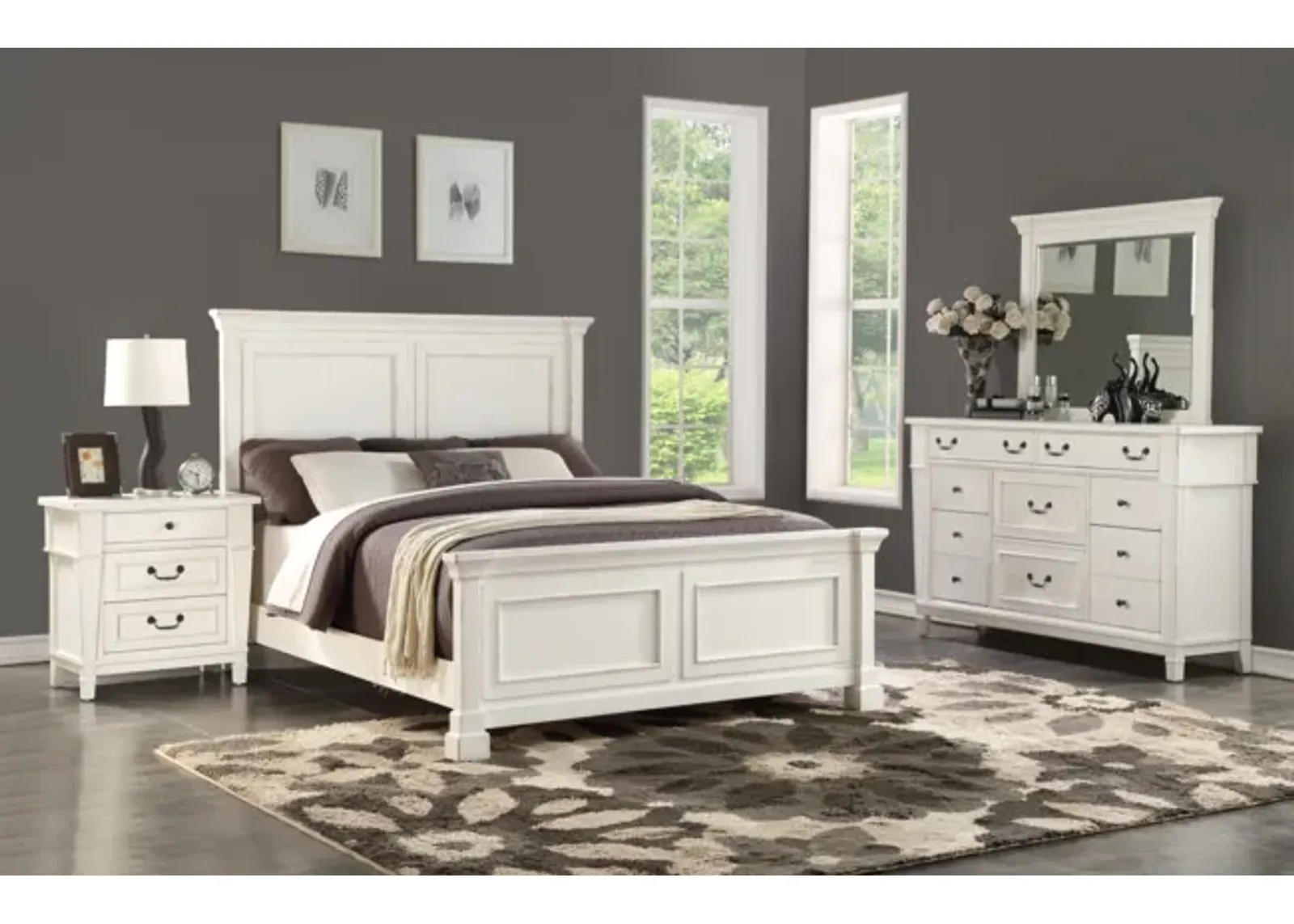 Stoney Creek Queen Panel Bedroom Suite w 3 Drawer Nightstand