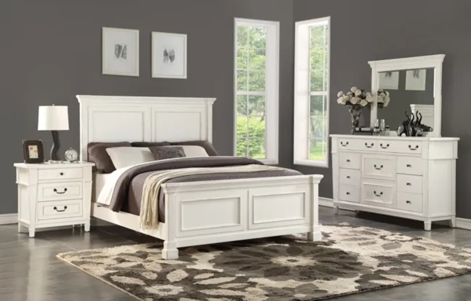 Stoney Creek King Panel Bedroom Suite w 3 Drawer Nightstand