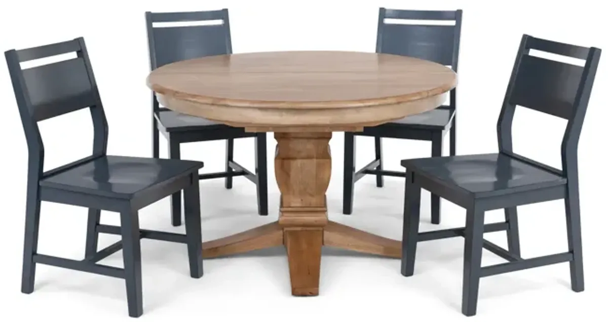 Java Round Table with 4 Aspen Side Chairs