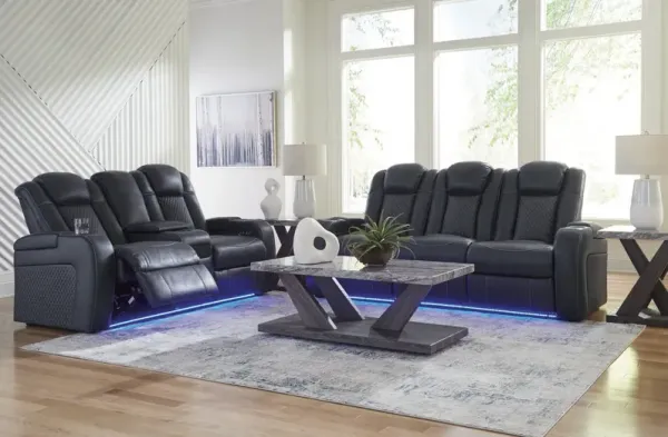 Astro Power Reclining Sofa And Loveseat Set - Sapphire