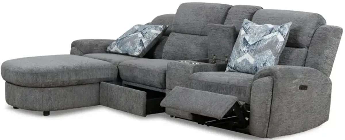 Maya 4 Piece Power Reclining Sectional with Left Chaise - Graphite