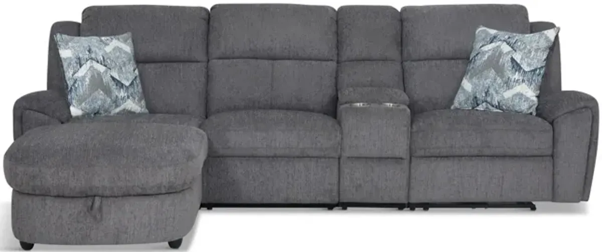 Maya 4 Piece Power Reclining Sectional with Left Chaise - Graphite