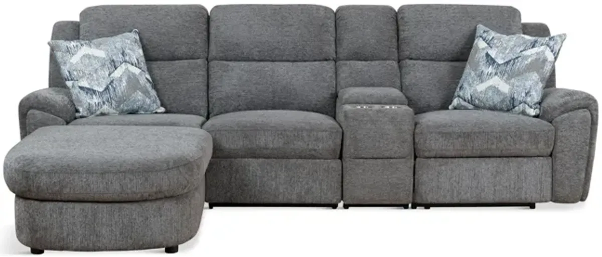 Maya 4 Piece Power Reclining Sectional with Left Chaise - Graphite