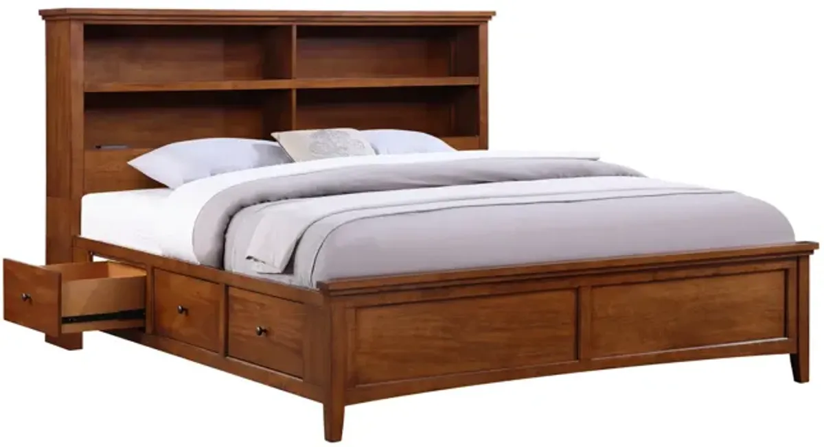 Chesapeake Queen Bookcase Storage Bed - Amber
