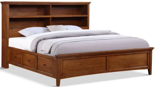 Chesapeake King Bookcase Storage Bed - Amber