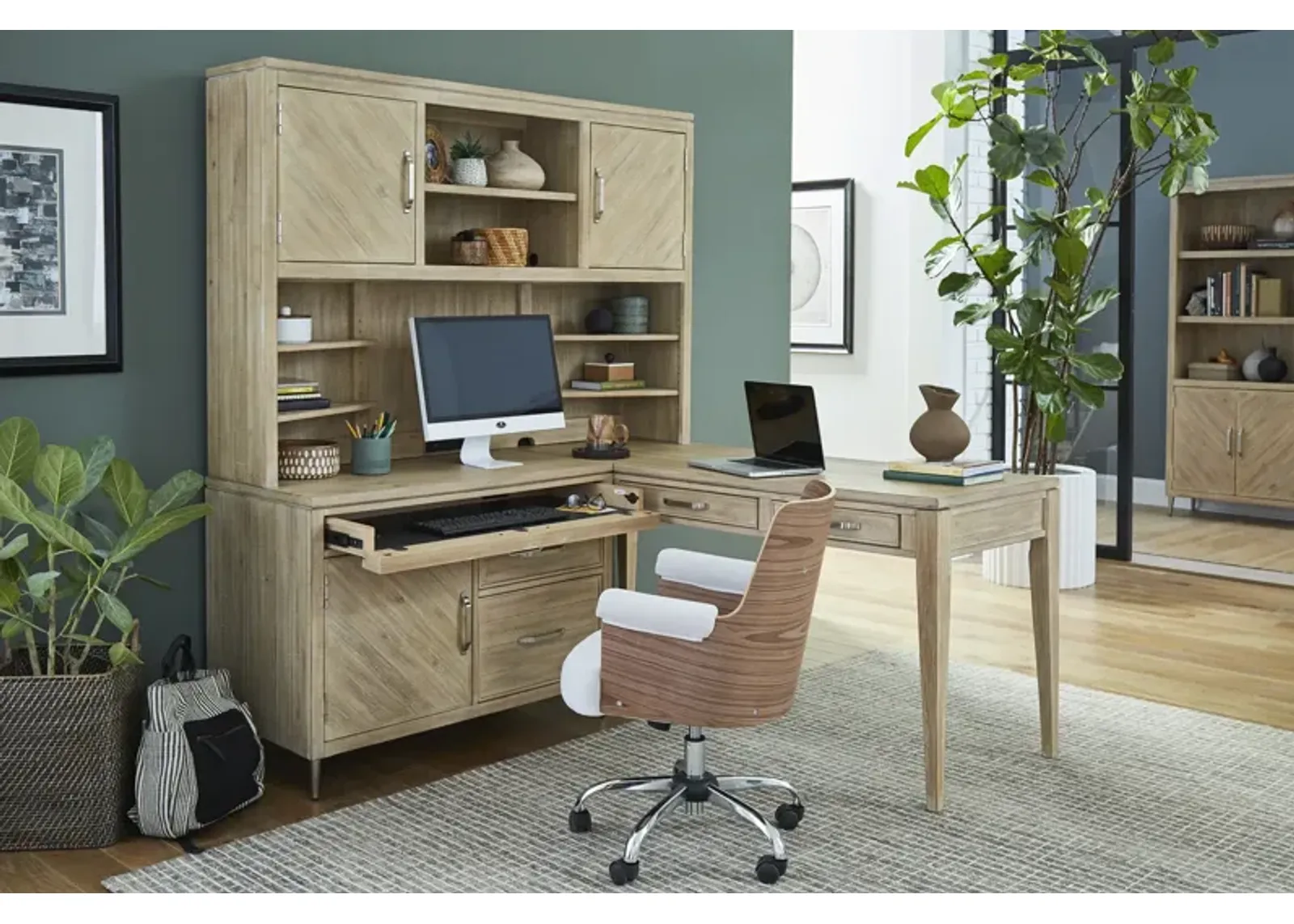 Maddox Modular L Desk With Power Hutch