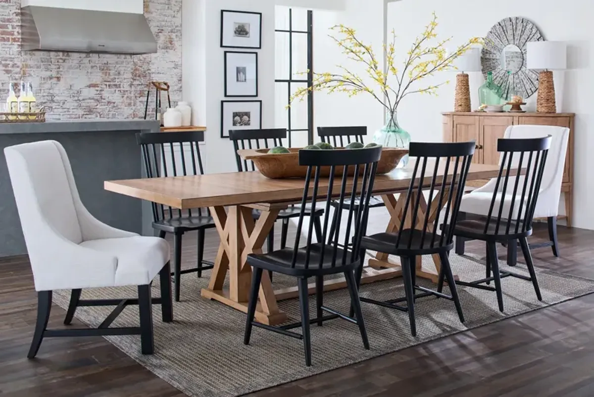 Clear Lake Trestle Table With 4 Windsor Chairs And 2 Host Chairs