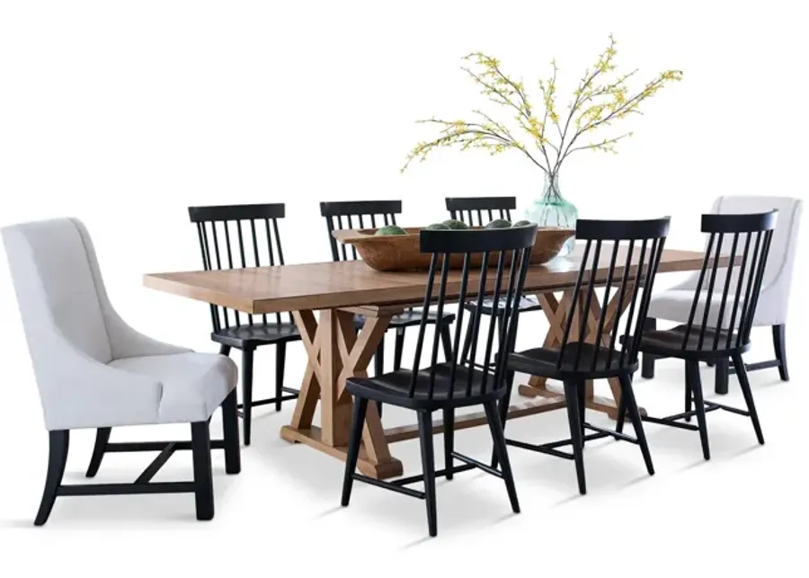 Clear Lake Trestle Table With 4 Windsor Chairs And 2 Host Chairs