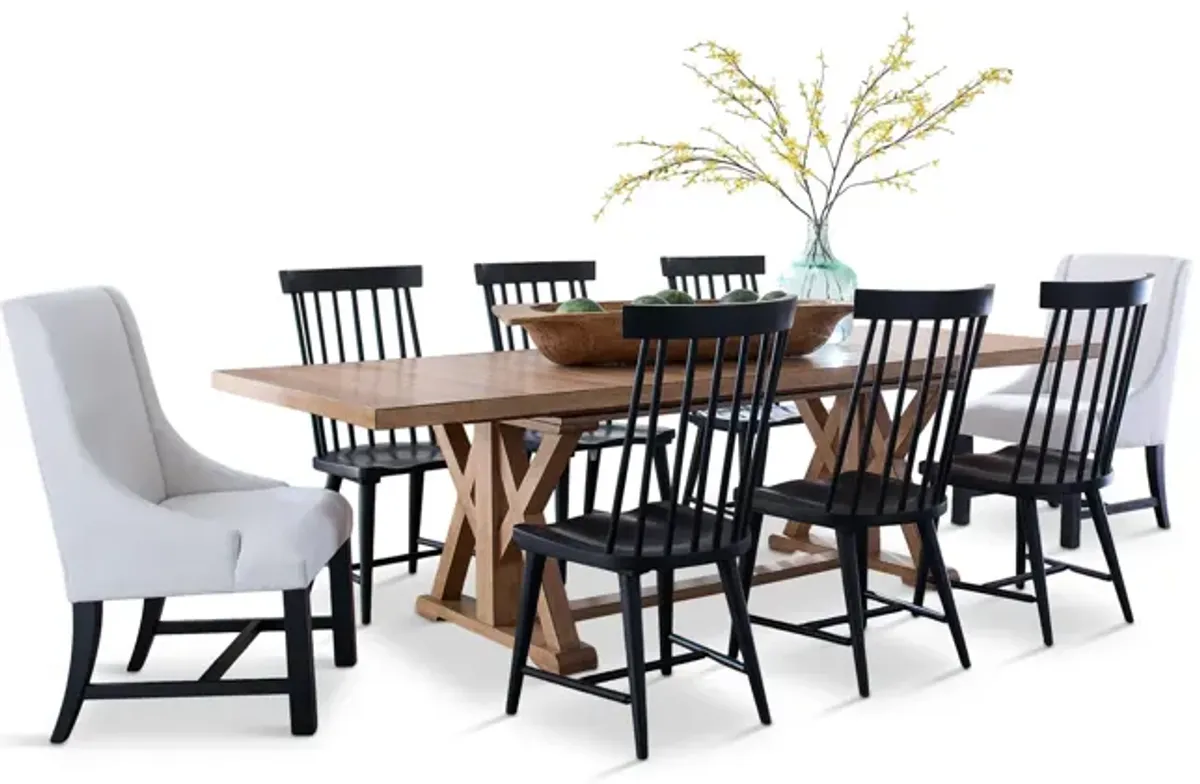 Clear Lake Trestle Table With 4 Windsor Chairs And 2 Host Chairs