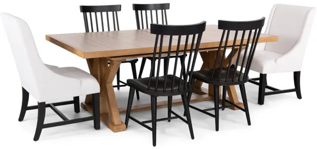 Clear Lake Trestle Table With 4 Windsor Chairs And 2 Host Chairs