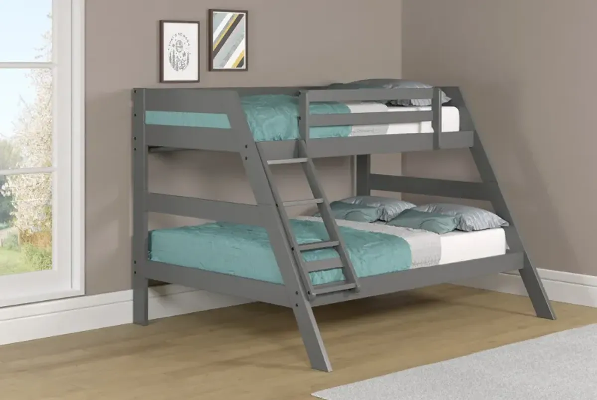 Zaven Twin Full Bunk Bed - Gray