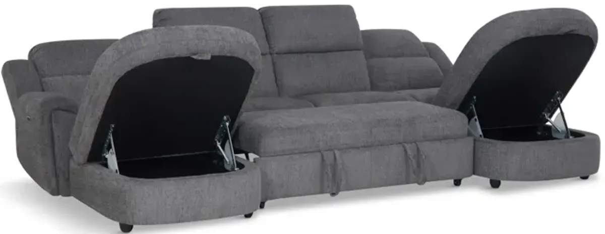 Maya 3 Piece Power Reclining Sectional - Graphite