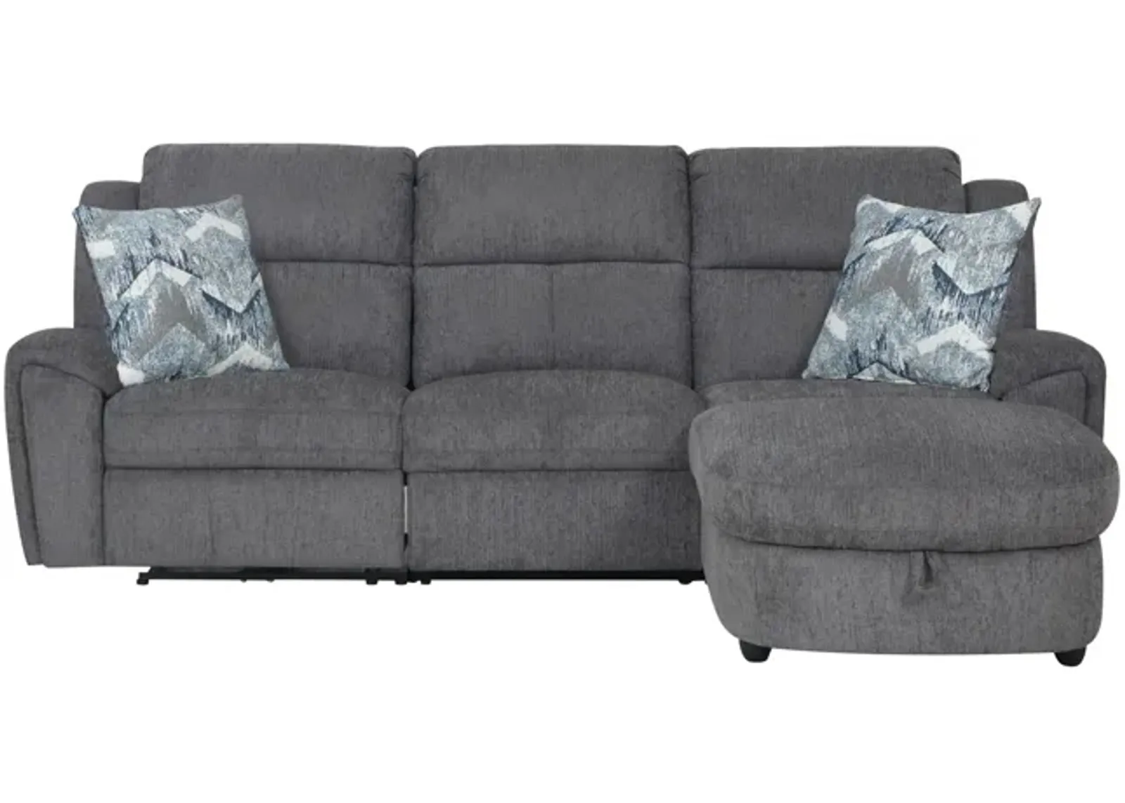 Maya 3 Piece Power Reclining Sectional with Right Chaise - Graphite