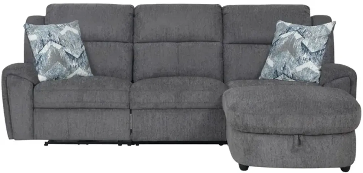 Maya 3 Piece Power Reclining Sectional with Right Chaise - Graphite