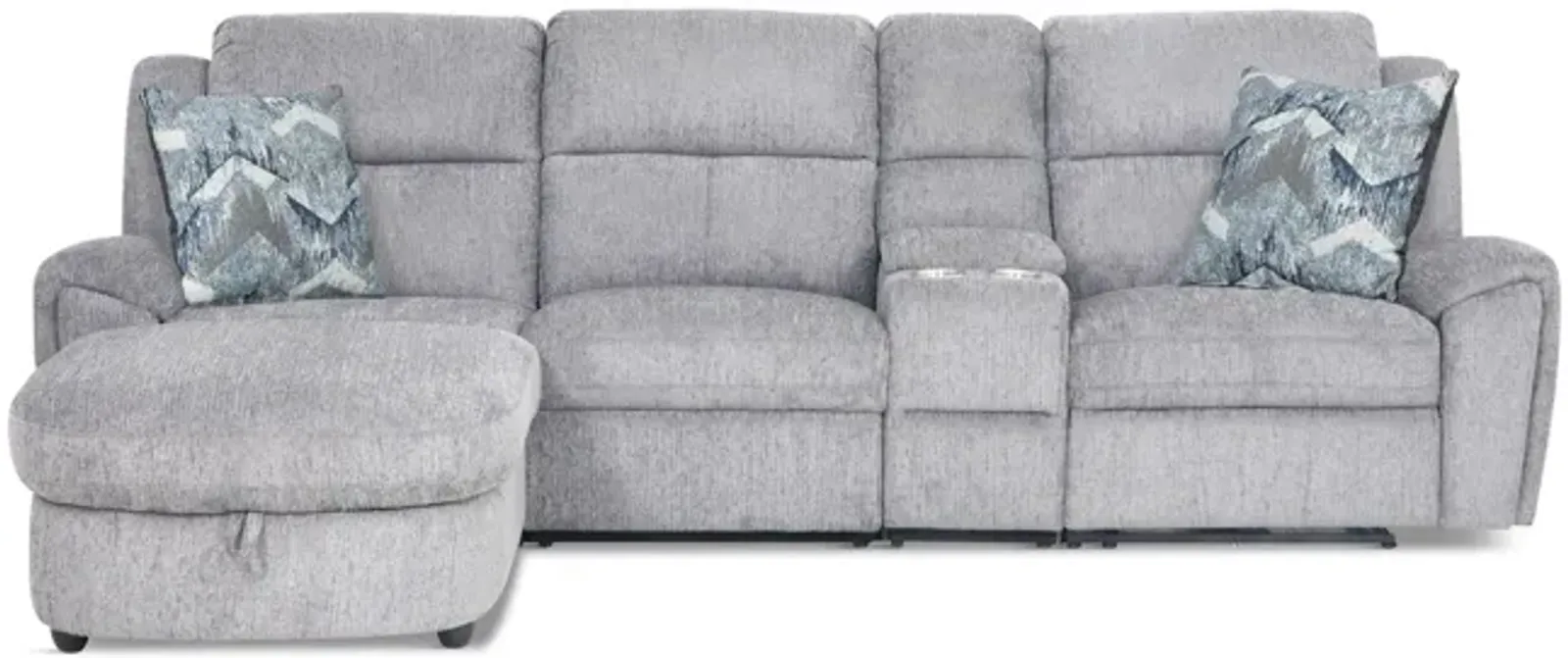 Maya 4 Piece Power Reclining Sectional with Left Chaise - Platinum