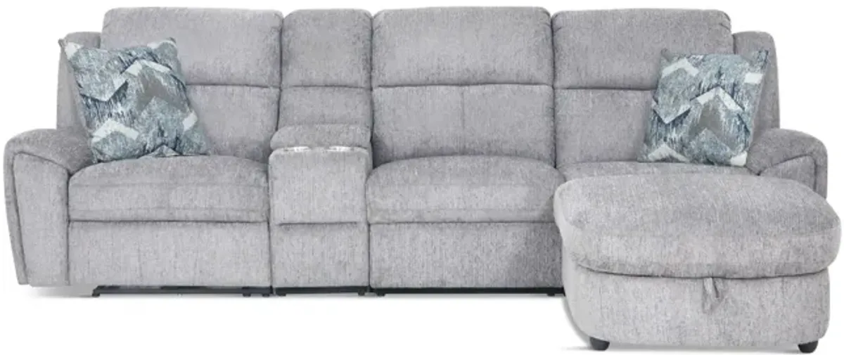 Maya 4 Piece Power Reclining Sectional with Right Chaise - Platinum