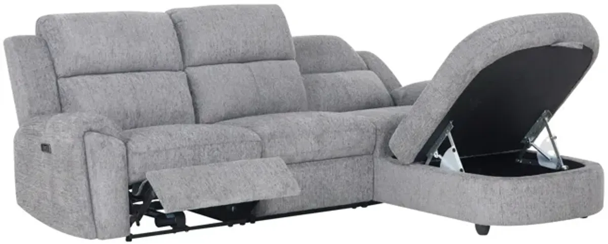 Maya 3 Piece Power Reclining Sectional with Right Chaise - Platinum