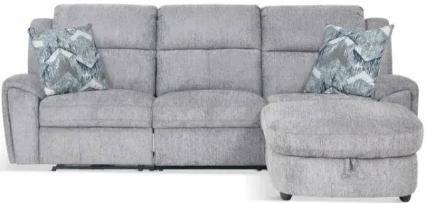 Maya 3 Piece Power Reclining Sectional with Right Chaise - Platinum