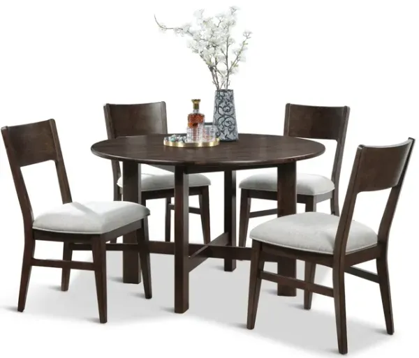 Bryndis 48  Round Table With 4 Wood Panel Back Chairs