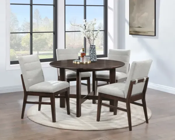 Bryndis 48  Round Table With 4 Upholstered Chairs