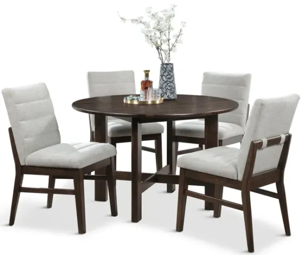 Bryndis 48  Round Table With 4 Upholstered Chairs