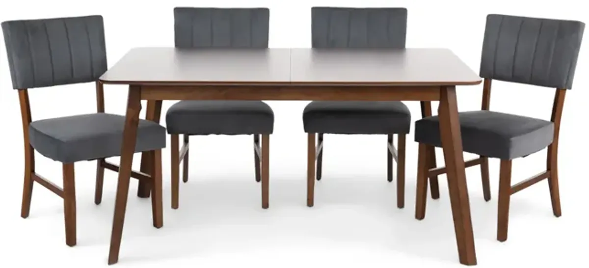 Ireland Extension Table With 4 Chairs - Walnut 