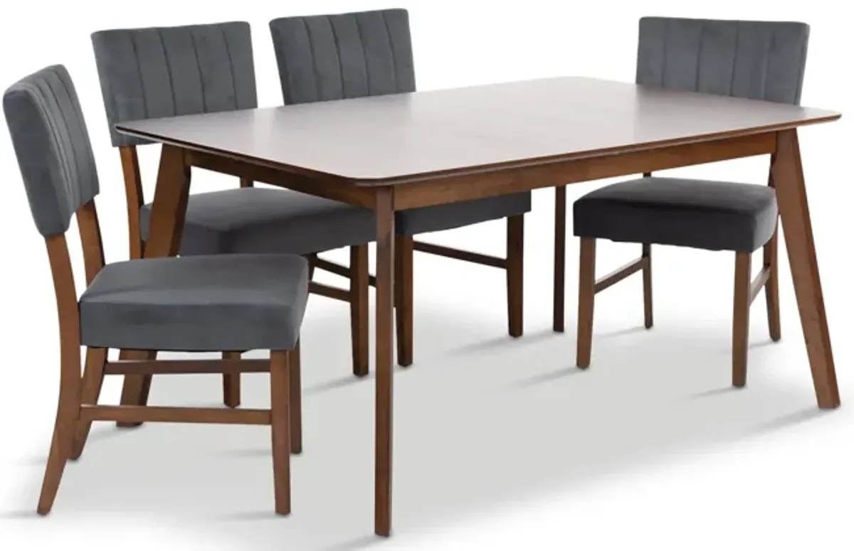 Ireland Extension Table With 4 Chairs - Walnut 