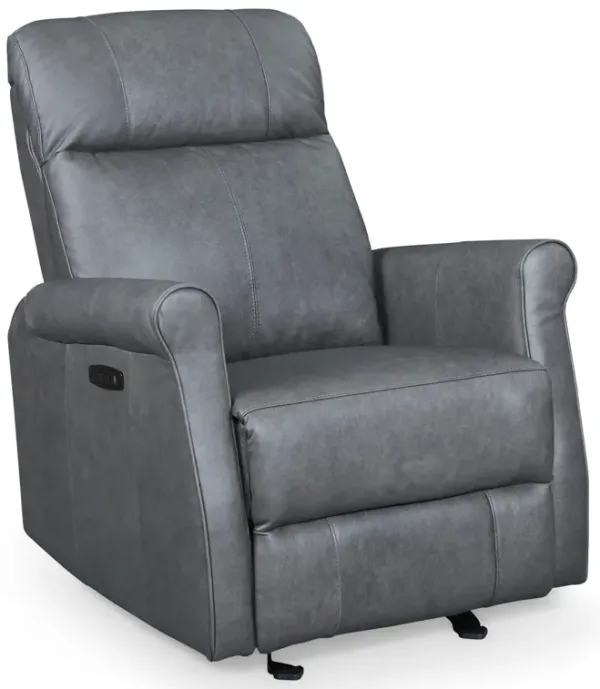 Owen Leather Power Recliner - Charcoal
