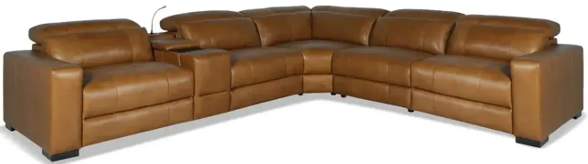 Brandi 6 Piece Leather Power Modular Sectional
