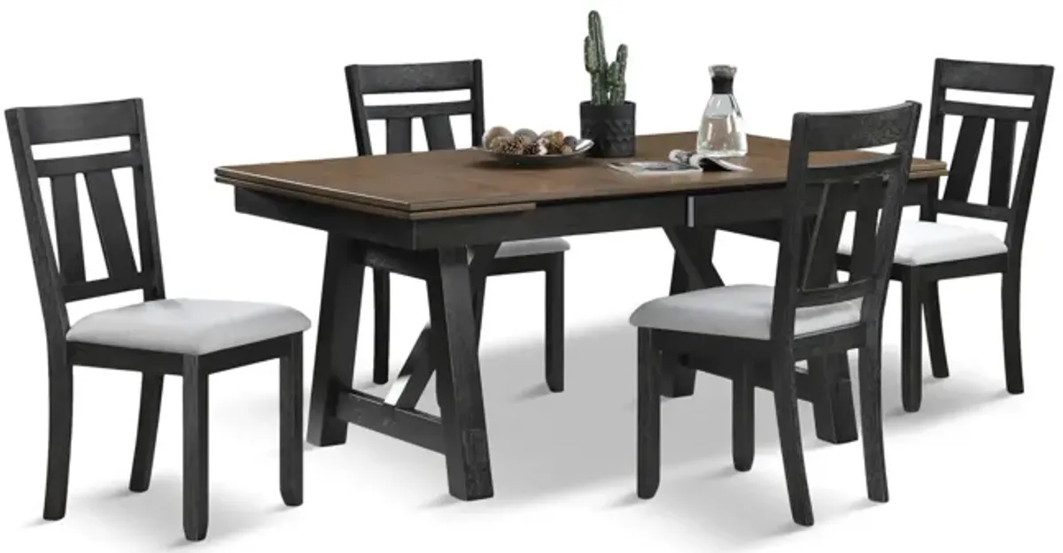 Maribelle Black Extension Table With 4 Chairs