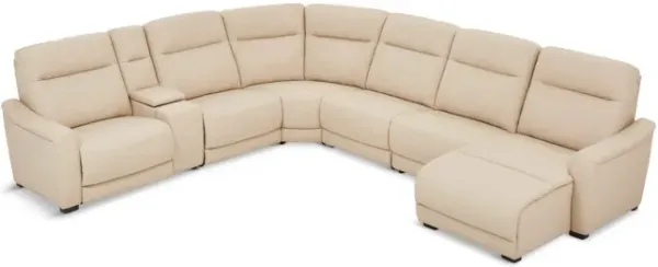 Newport 7 Pc Leather Power Reclining Modular Sectional - Right Facing Chaise