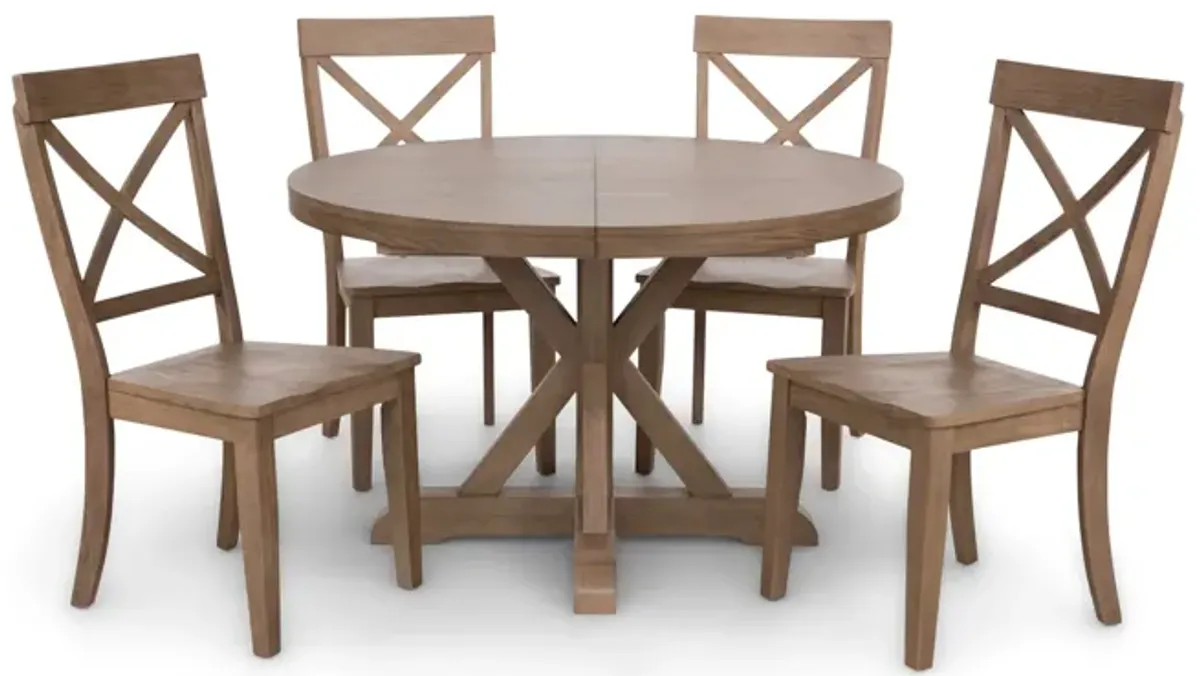 Dakota Oak 48  Round Table With 4 Chairs