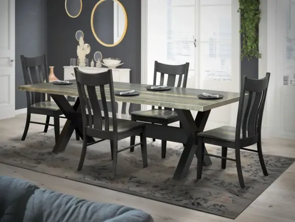 Xaviar Dining Table With 4 Wood Seat Side Chairs
