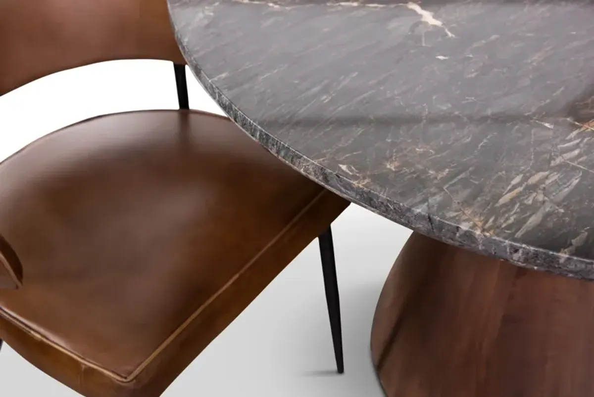 48  Paros Lava Marble Table With 4 Marmara Chestnut Chairs