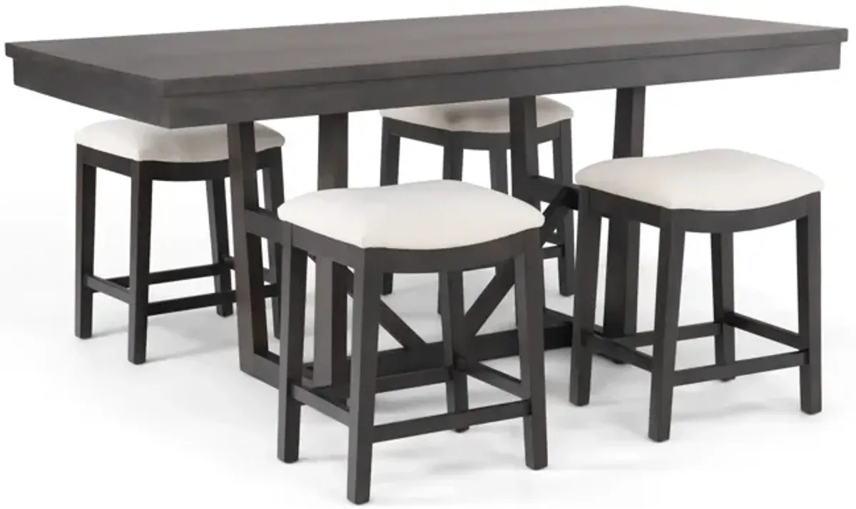 Kateri Denali Counter Height Table With 4 Dara Saddle Seat Stools