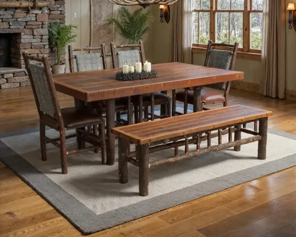 Appalachian Table With 4 South Fork Chairs and Bench
