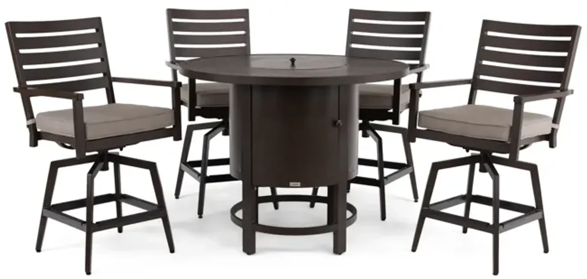 Adeline 5 Piece Balcony Height Fire Table Dining Set