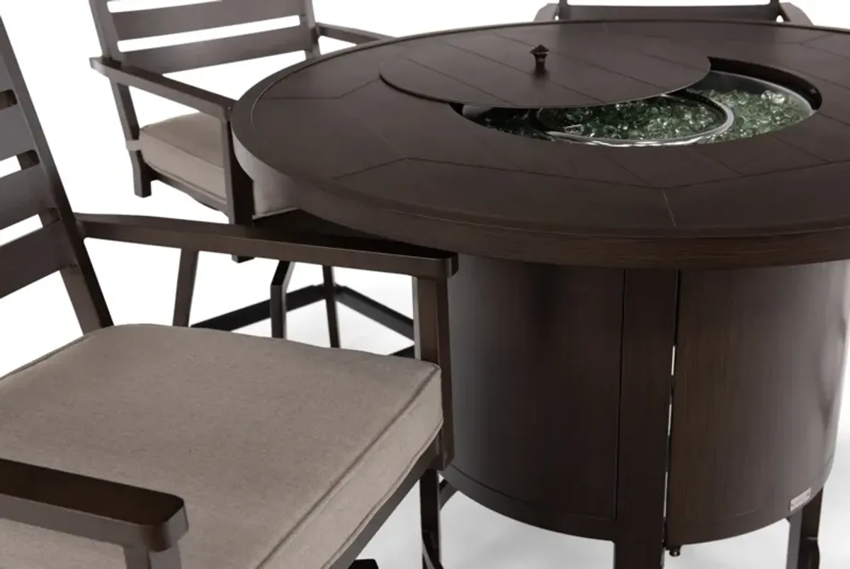 Adeline 5 Piece Balcony Height Fire Table Dining Set