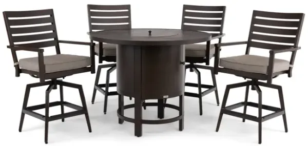 Adeline 5 Piece Balcony Height Fire Table Dining Set