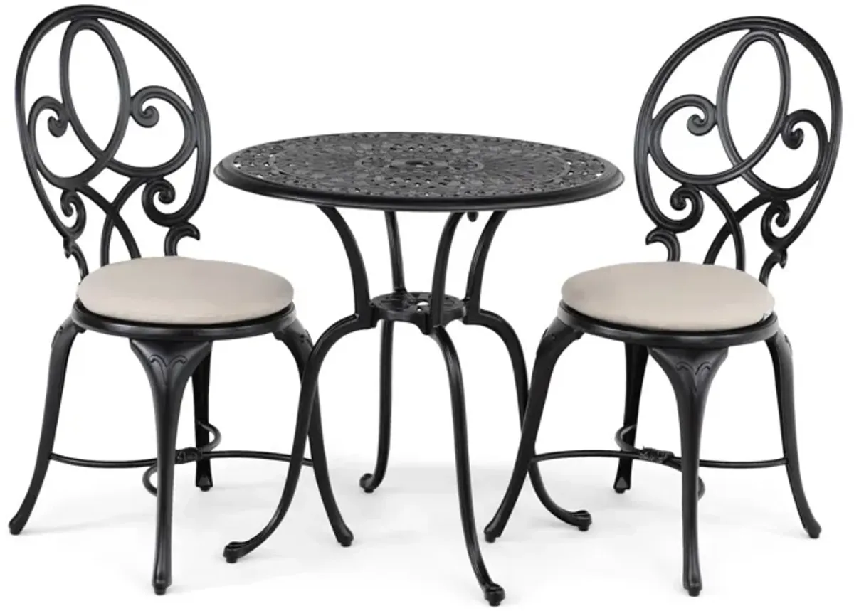 Caroline 3 Piece Bistro Set With Seat Pads  