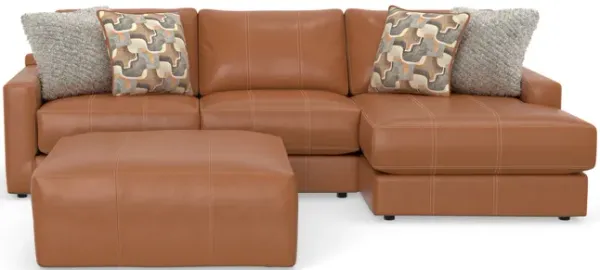 Ken Leather Sofa With Right Arm Chaise - Whiskey