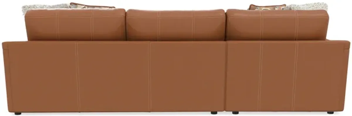 Ken Leather Sofa With Left Arm Chaise - Whiskey