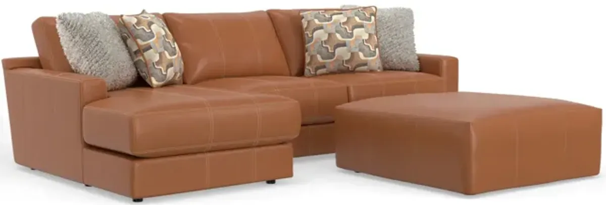 Ken Leather Sofa With Left Arm Chaise - Whiskey