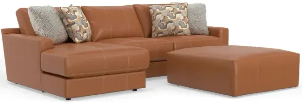 Ken Leather Sofa With Chaise - Whiskey