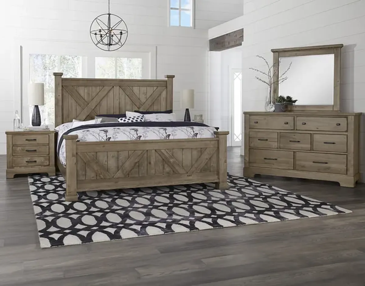 Cool Rustic Queen Panel Bedroom Suite - Stone Grey