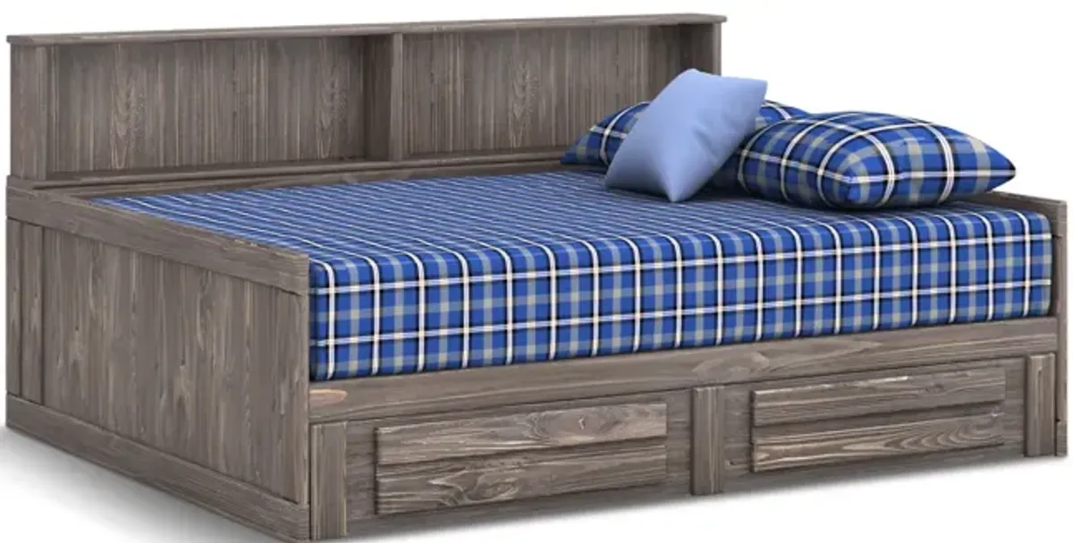 Roomsaver Full Bed With Trundle And Mattress - Driftwood